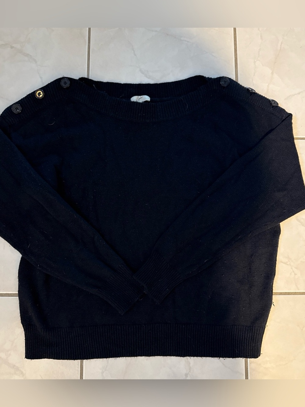 Joie Women’s Navy Black Button Off Shoulder Sweater M Cashmere Blend Slouchy Boa